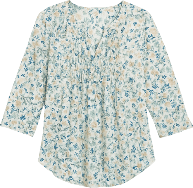 Petite Romance Ditsy Pintucked Top, Macy's Exclusive