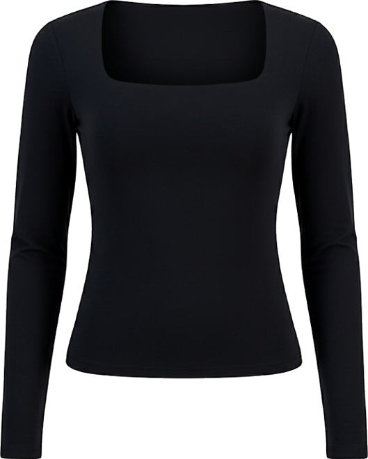 Juniors' Square-Neck Long-Sleeve Knit Top