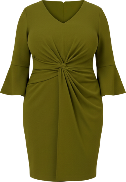 Plus Size Twist Crepe V-Neck Short Dress