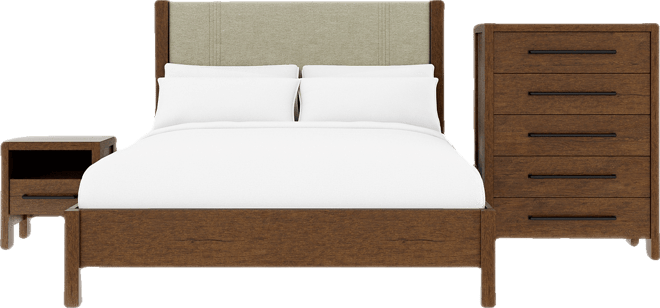 Davie King 3-Pc. Set (Upholstered Bed, Chest & 1-Drawer Nightstand)