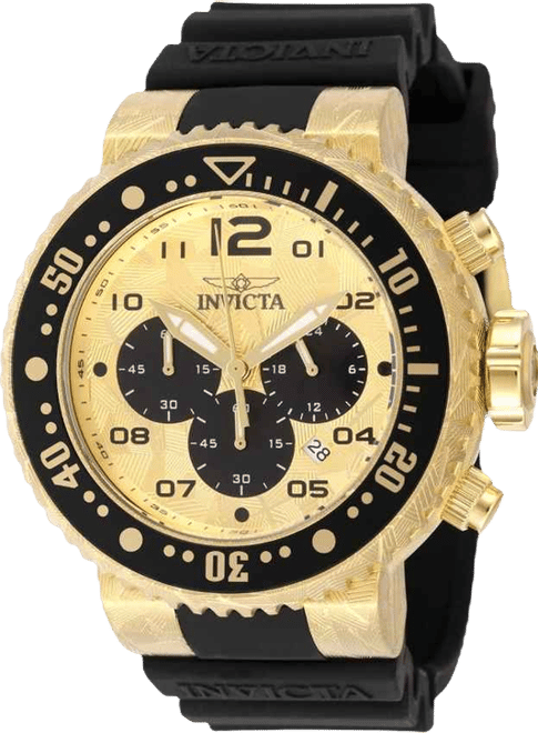 Men's 48618 Pro Diver Quartz Chronograph Gold, Black Dial Watch