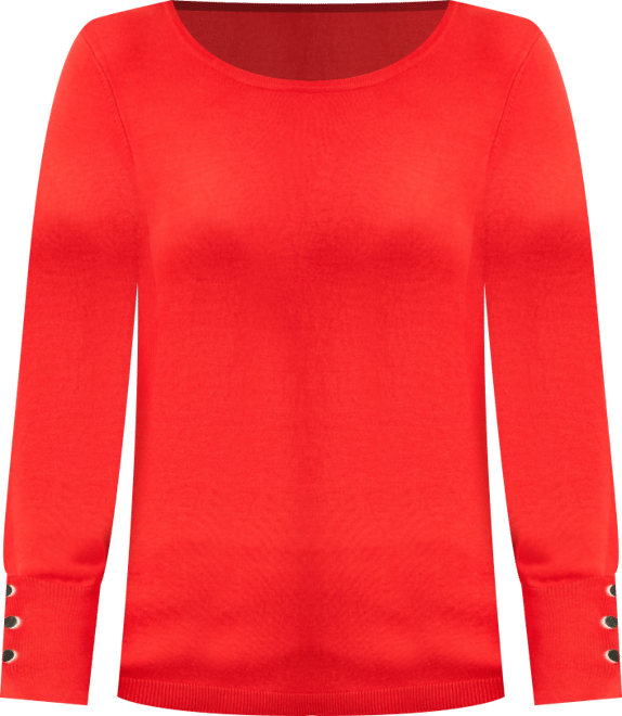 Women's Button-Sleeve Crewneck Sweater, Created for Macy's