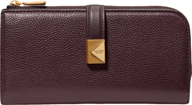 Deco Pebbled Leather Zip Slim Wallet