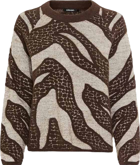 Abstract Modern Animal Feather Knit Pull-Over