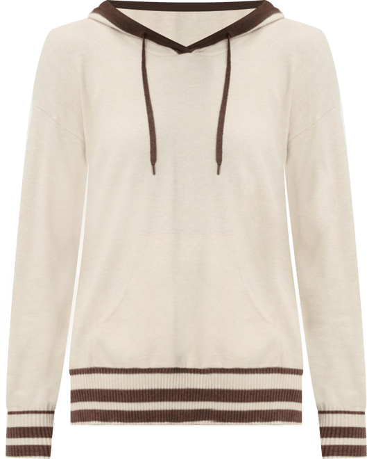 Women's Knit Hoodie Pullover with Stripes
