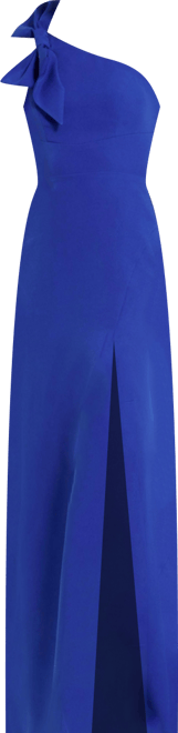 Women's Crepe One Shoulder Fitted Gown With Bow