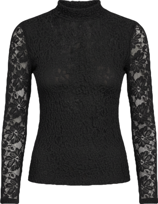 Women's Lace Mock Neck Long Sleeve Top