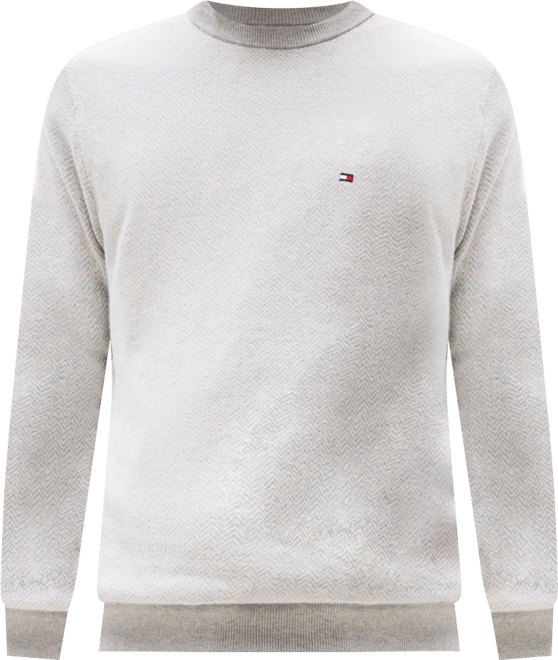 Men's Pima Cotton Cashmere Herringbone Crewneck Sweater