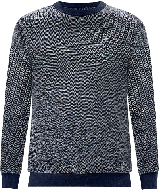 Men's Pima Cotton Cashmere Herringbone Crewneck Sweater