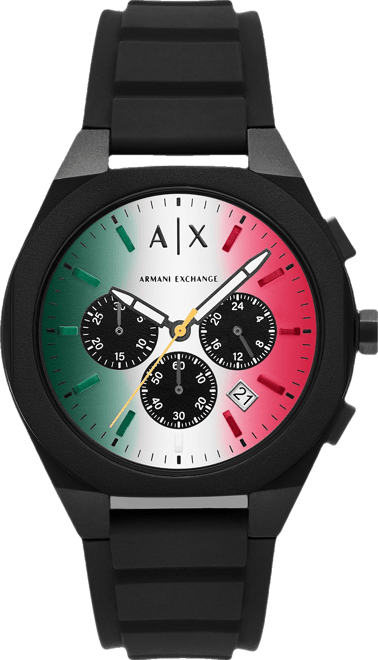 Armani Exchange Men's Chronograph Black Silicone Watch, 44mm
