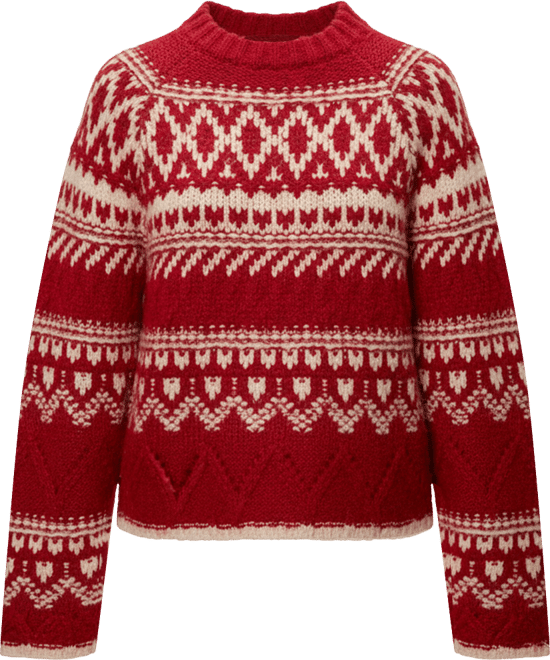 Women's Fair-Isle Crewneck Dropped-Shoulder Sweater