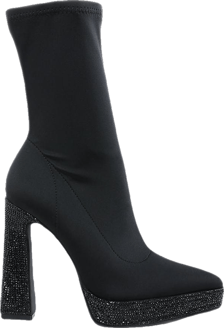 Kasuti Lycra Rhinestone Detail Ankle Boots