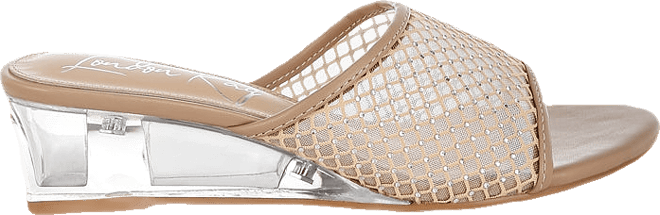 Tempra Mesh Clear Heel Wedge Sandals