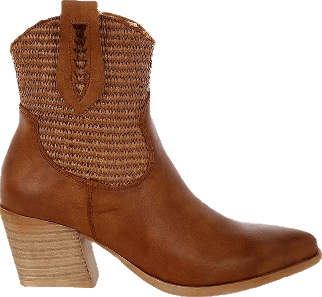 Big Mood Raffia & Faux Leather Cowboy Boots Women