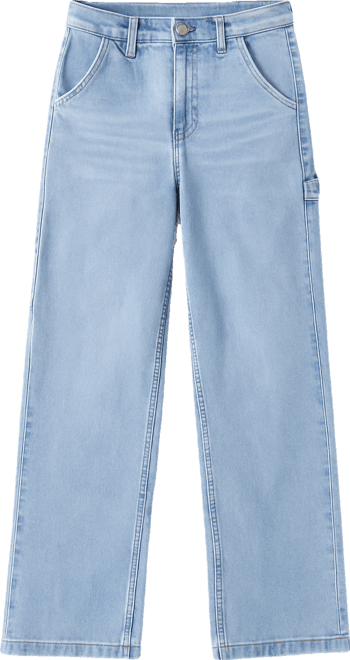 Juniors' Curvy Wide-Leg Carpenter Jeans