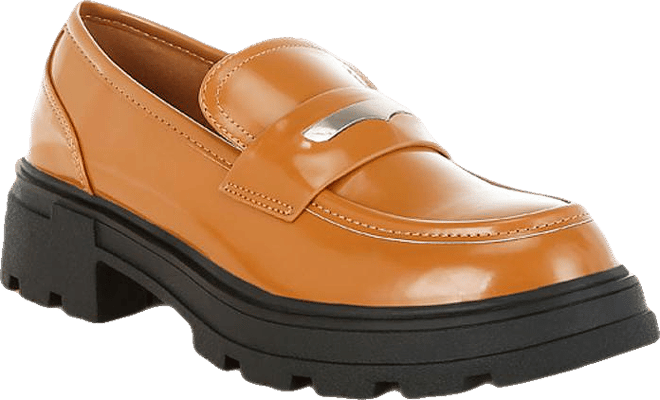 Gleam Stride Faux Leather Chunky Loafers Women