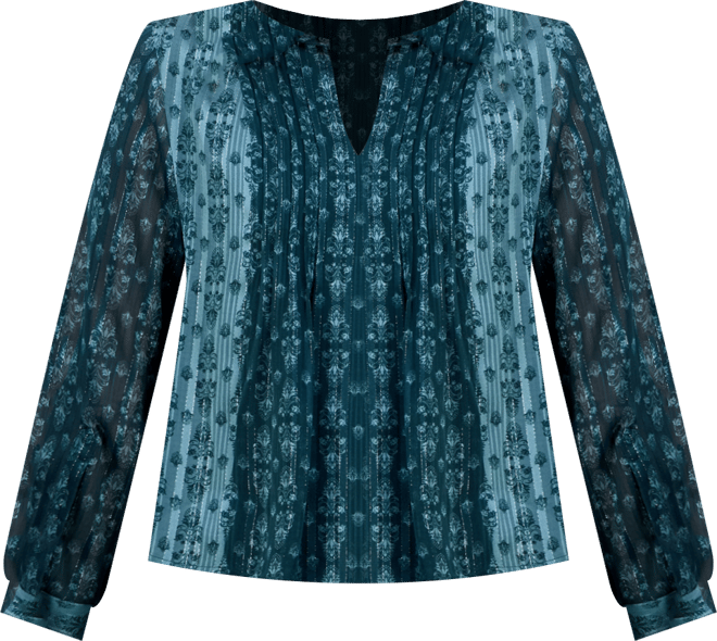 Petite Damask Shine Pintucked Top, Macy's Exclusive