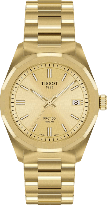 Women's Swiss Prc 100 Solar Gold-Tone Stainless Steel Bracelet Watch 34mm