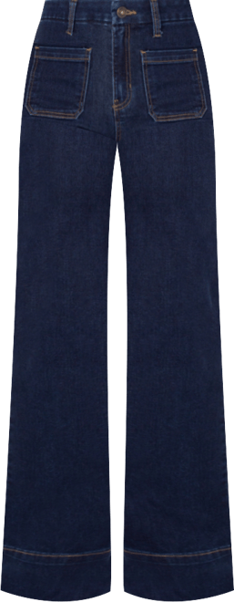 Juniors' High-Rise Wide-Leg Patch-Pocket Jeans