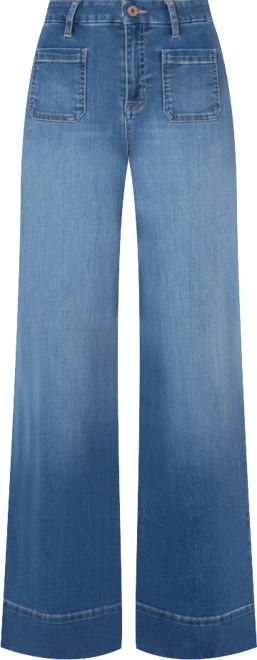 Juniors' High-Rise Wide-Leg Patch-Pocket Jeans