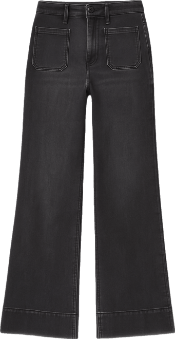 Juniors' High-Rise Patch-Pocket Wide-Leg Jeans