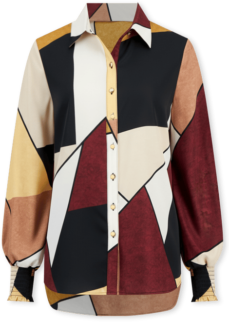 Women's Printed Blouson-Sleeve Shirt