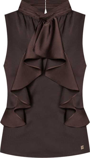 Women's Sleeveless Ruffle Front Blouse