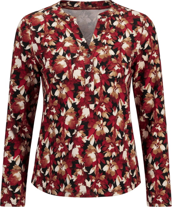 Ak Anne Klein Petite Floral-Print Long-Sleeve Top