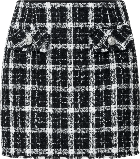 Fcuk Women's Windowpane Tweed Mini Skirt