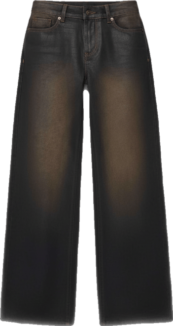 Womens Oversized Mud Wash Low Rise Jeans