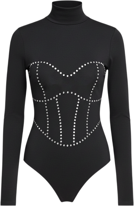 Women's Dolly Jolean Crystal Corset Bodysuit Thong, Regular & Plus Size