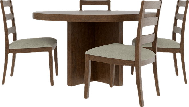 Davie Round 5pc Dining Set (Table & 4 Ladder Side Chairs)