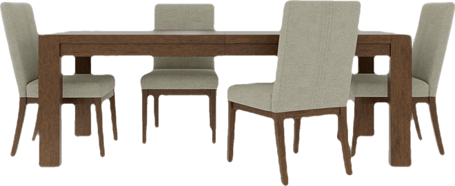 Davie Rectangular 5pc Dining Set (Table & 4 Upholstered Side Chairs)