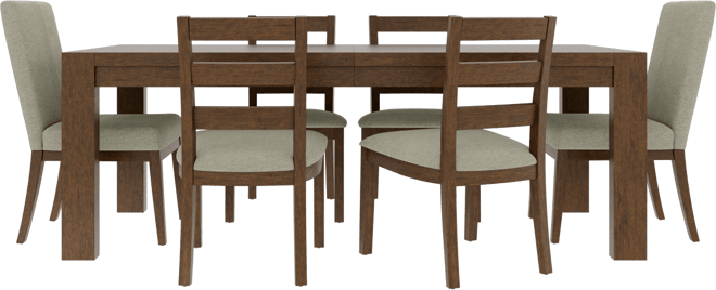 Davie Rectangular 7pc Dining Set (Table, 4 Ladder Side Chair & 2 Upholstered Chairs)