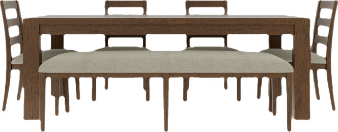 Davie Rectangular 6pc Dining Set (Table, 4 Ladder Side Chairs & Bench)