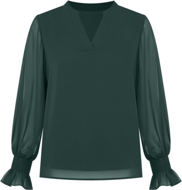 Women's Split-Neck Long-Sleeve Top