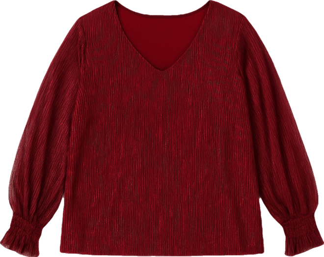 Plus Size Metallic V-Neck Blouse