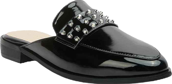 Yashta Womens Patent Studded Flat Mules
