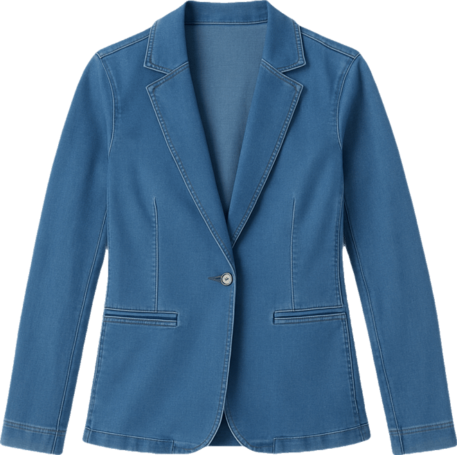 Women's Denim One-Button Blazer