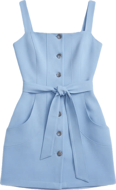 Taylor Button Front Mini Dress-sky