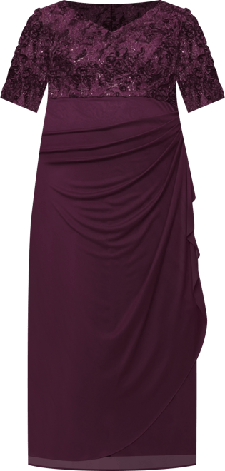 Plus Size Soutache Embellished Short-Sleeve Gown