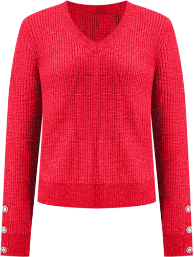Women's V-Neck Jewel-Button-Cuff Sweater, Macy's Exclusive