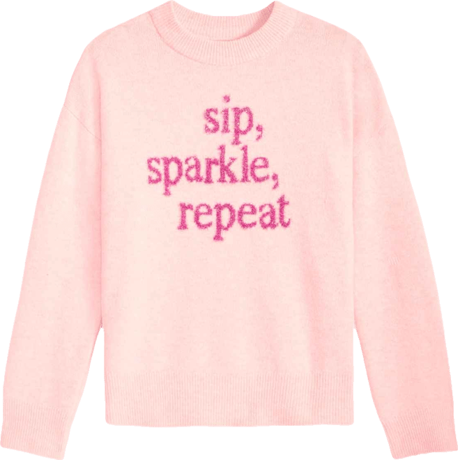 Women's Sip Sparkle Repeat Crewneck Sweater, Macy's Exclusive