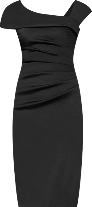 Women's Asymmetric-Neck Scuba Short-Sleeve Dress