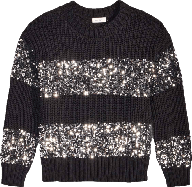 Women's Sequin Stripe Crewneck Sweater, Macy's Exclusive