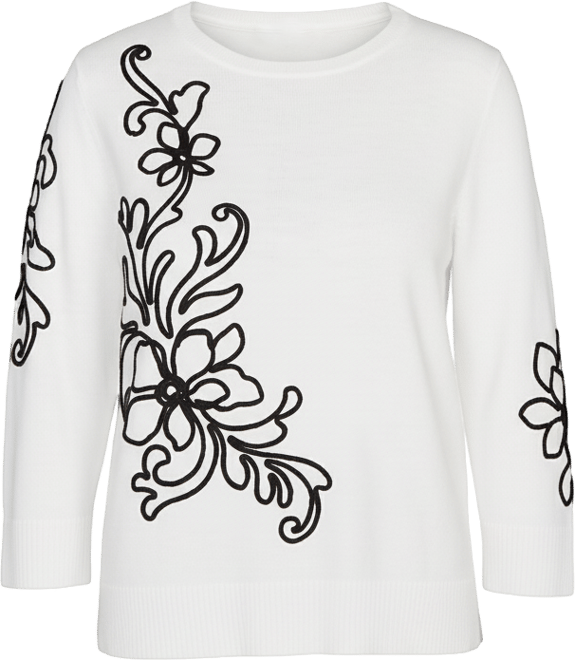 Plus Size Barcelona Floral Soutache Lightweight Sweater