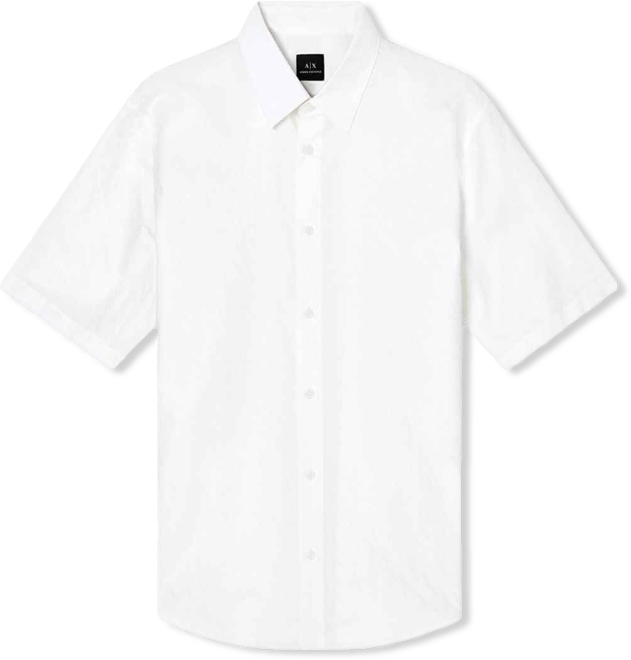 Men's Short Sleeve Cotton Jacquard Allover Logo Woven Shirt