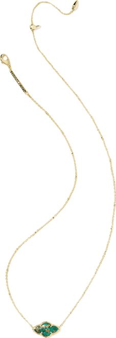 Veined Green Malachite 14K Gold Plated Over Brass Abbie Pendant Necklace