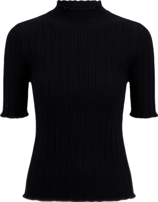 Petite Mock-Neck Short-Sleeve Sweater