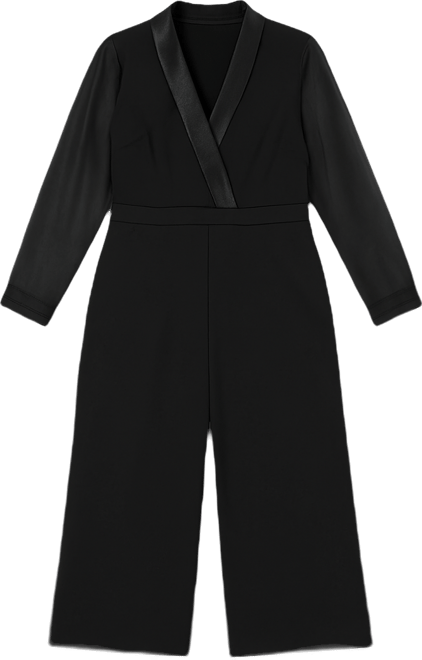 Plus Size Tuxedo Jumpsuit